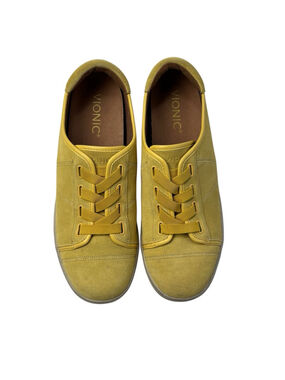 Vionic Women's Yellow Suede Sneakers Sz 8 Orthotic Arch Support Casual Shoes